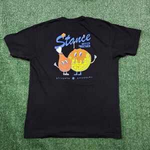 Stance Graphic T Shirt Men's SizeL Black Short Sleeve Chicken & Waffles Logo Tee